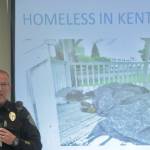Kent Police Commander Mike OReilly, who oversees a special operation unit focused on the homeless, describe the departments latest efforts in addressing the crisis during a public meeting Oct. 18 at Neely-OBrien Elementary School. MARK KLAAS, Kent Reporter