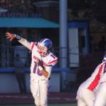 Kent-Meridians Isaac Cordova releases a pass against Mount Rainier in an NPSL game Friday at Highline Stadium in Burien. MARK KLAAS, Kent Reporter