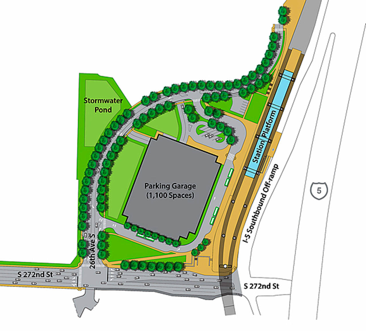 A look at the plans for the new Sound Transit light rail station at South 272nd Street in Kent. COURTESY GRAPHIC, Sound Transit