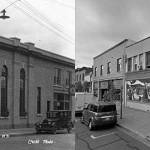 Then and now: The Morrill Bank building, on the corner of First and Gowe, in 1924, left, and today. COURTESY PHOTOS