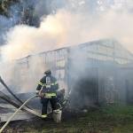 Firefighters battle a blaze early Monday morning at a Kent barn in the 12900 block of Southeast 203rd Place. COURTESY PHOTO, Puget Sound Fire