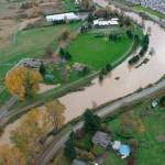 Looking south along the Lower Russell Road levee on the Green River during a 2006 high-water event. COURTESY PHOTO, City of Kent