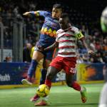 The Stars Michael Ramos, left, battles the Furys Israel Sesay for the ball during MASL play Saturday night. COURTESY PHOTO, Stars