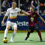 The Stars Nick Perera, left, looks to advance the ball against the Express Matthew Germain during MASL play Dec. 1. Perera is now taking on the role as head coach for the club. COURTESY PHOTO, Stars