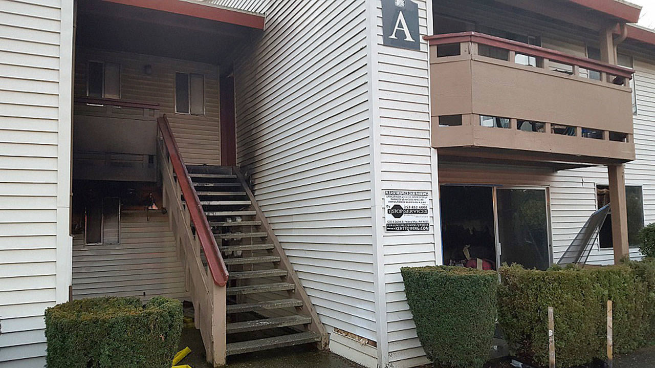Firefighters put out a fire Wednesday morning at an apartment complex in the 11300 block of SE Kent Kangley Road. COURTESY PHOTO, Puget Sound Fire