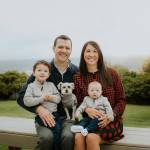 Joe Fain and his family: wife Steffanie and their boys, Moxon Andrews, left, and Lincoln Joseph, with Waffles, the dog. COURTESY PHOTO