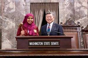 Hanaan Ali, with Sen. Bob Hasegawa, D-Seattle. COURTESY PHOTO, Washington State Legislature