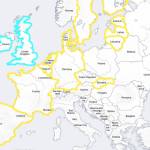 Microsoft has expanded their AccountGuard service to 12 new European Countries. Yellow: European countries already protected. Blue: European countries now protected. (Source: Wikimedia Commons)
