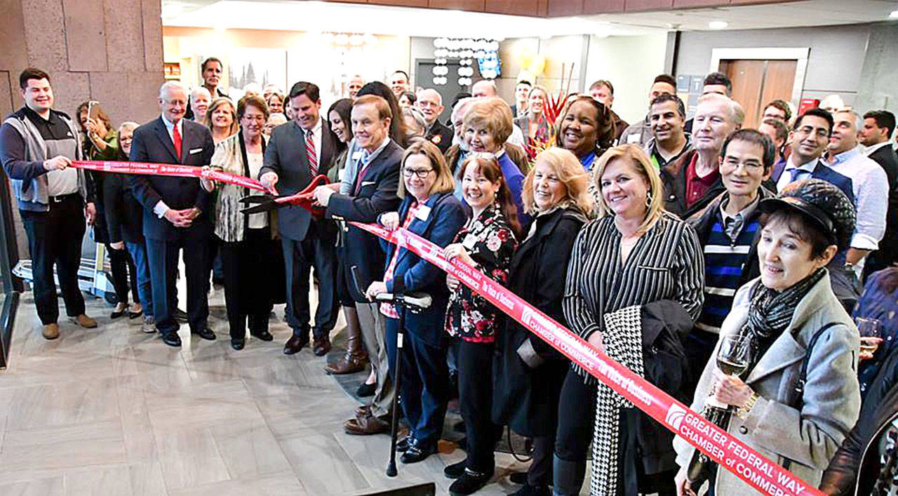The Greater Federal Way Chamber of Commerce joined local elected officials to celebrate the grand opening of La Quinta Inn & Suites on Feb. 27. Photos courtesy of Bruce Honda