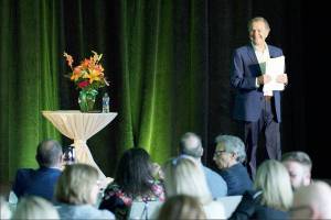 John L. Scott Real Estates Sol Avzaradel speaks at the March 21 event. COURTESY PHOTO