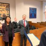 Judges Josephine Wiggs-Martin and David A. Steiner are sworn in Monday in King County Superior Court at the Maleng Regional Justice Center in Kent. COURTESY PHOTO, King County Superior Court