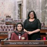Sen. Mona Das with page Howsai Sahak. COURTESY, Washington State Legislature