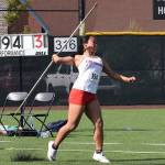 Kent-Meridians Amanda Pham captures the NPSL javelin title with a throw of 105 feet, 8 inches. RACHEL CIAMPI, Kent Reporter