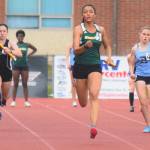 Kentridges Lauryn Ford anchors the 400-meter relay at the bi-district meet. Ford and the Chargers finished in 48.54 seconds, the second-fastest time at the meet. RACHEL CIAMPI, Kent Reporter