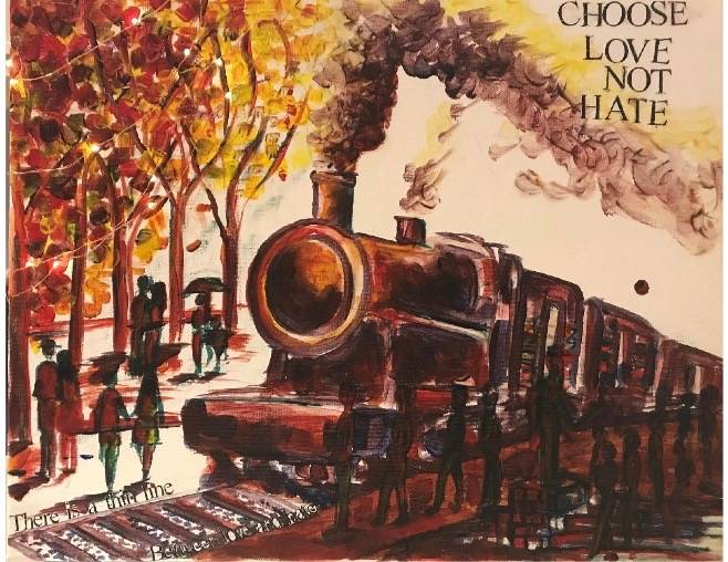 Eighth-grader Rumela Weldeyesus winning art piece. COURTESY, Holocaust Center for Humanity