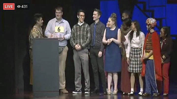 Kentridge High School cast from The 25th Annual Putnam County Spelling Bee accepts its award. COURTESY PHOTO