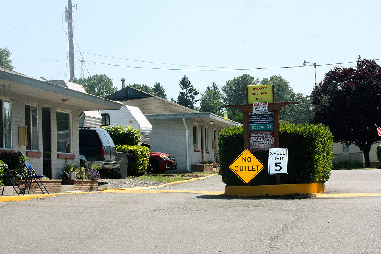 Midway Mobile Mansions on the West Hill in Kent is home to about 65 people at 24426 Pacific Highway S. Property owners might redevelop or sell the mobile home park to a developer after the city of Kent approved a rezone of the land to allow commercial, residential and retail projects. MARK KLAAS, Kent Reporter