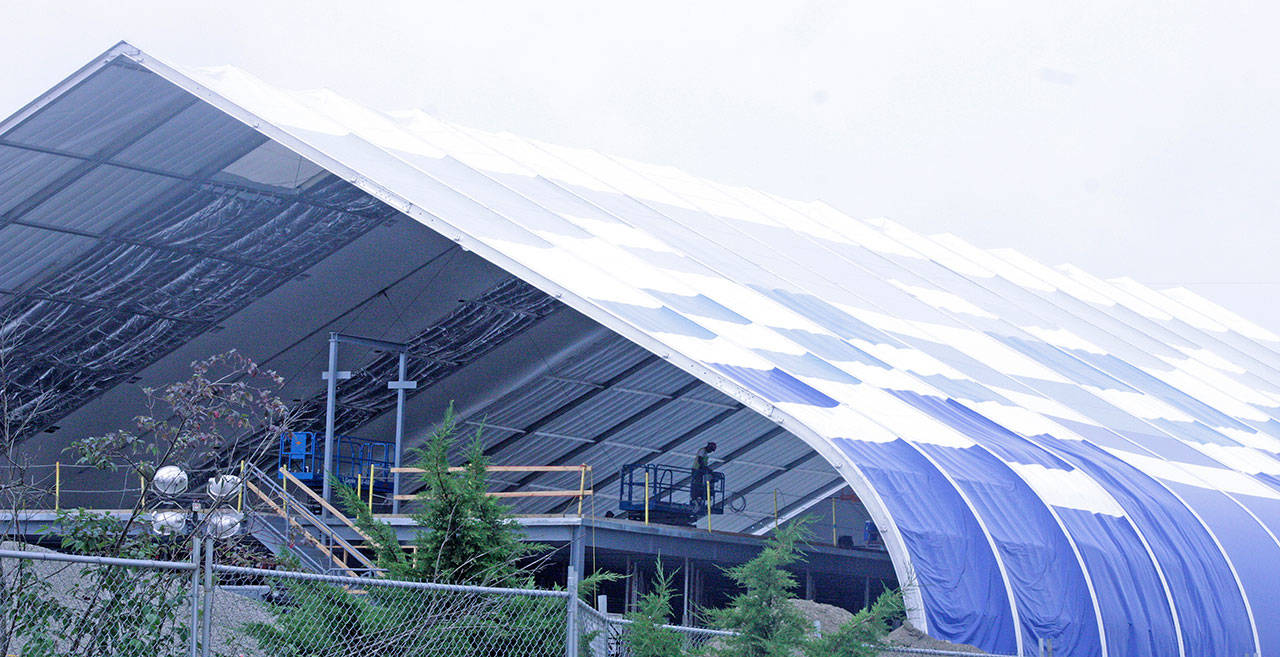 Construction continues on the expansion of Blue Origin in Kent along 76th Avenue South. MARK KLAAS, Kent Reporter