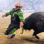 A bullfighter takes on Sasquatch in May in Kennewick. COURTESY PHOTO, Bullfighters Only