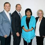 Sound Transit CEO Peter Rogoff joins civic and community leaders at King County Councilmember Pete von Reichbauers Good Eggs breakfast. From left, ST Fabrication CEO Jesse Cherian; von Reichbauer; Sound Transit CEO Peter Rogoff; El Centro De La Raza Executive Director Estela Ortega; state Sen. Claire Wilson, D-Auburn; and Washington State University Regent Scott Carson. COURTESY PHOTO