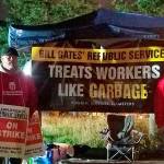 Republic Services sanitation workers on strike in Massachusetts. COURTESY PHOTO