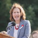 Congresswoman Kim Schrier, D-WA, Eighth District, addresses the crowd at Tahoma National Cemetery. MARK KLAAS, Kent Reporter