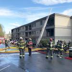 Firefighters respond to a Kent apartment fire Friday morning near the 4800 block of Kent Des Moines Road. COURTESY PHOTO, Puget Sound Fire