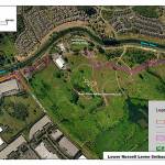 Phase one of the Lower Russell Levee project includes the installation of flood walls (follow the yellow line). COURTESY IMAGE, City of Kent