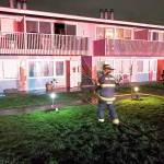Puget Sound Fire crews respond Wednesday night to a condo fire in the 9600 block of South 248th Street in Kent. COURTESY PHOTO, Puget Sound Fire