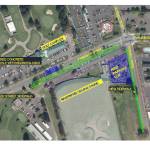 A look at where sidewalk improvements will be made near the Riverbend Driving Range, as well as the site of the new parking lot. COURTESY GRAPHIC, City of Kent
