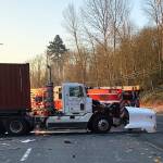 A 74-year-old Seattle man died early Wednesday morning when his car collided with a semi-truck along Orillia Road near South 212th Place. COURTESY PHOTO, Puget Sound Fire