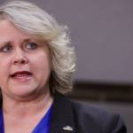 Kent Mayor Dana Ralph addresses the media.