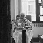 Geneva Woods, a former resident of Life Care Center of Kirkland, enjoys homemade potato soup while staying at Harborview Medical Center, which she requests from her family daily. Photo courtesy of Kate Neidigh