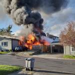 A house burns Thursday evening in Kent in the 15000 block of SE 274th Place. COURTESY PHOTO, Puget Sound Fire