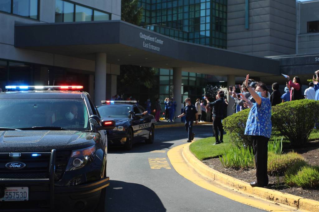 Federal Way police kicked off the parade, followed by a convoy of other first responder agencies. Olivia Sullivan/staff photo