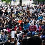 After the protest march, the crowd gathers outside of Kent City Hall June 11 to listen to speakers. STEVE HUNTER, Kent Reporter