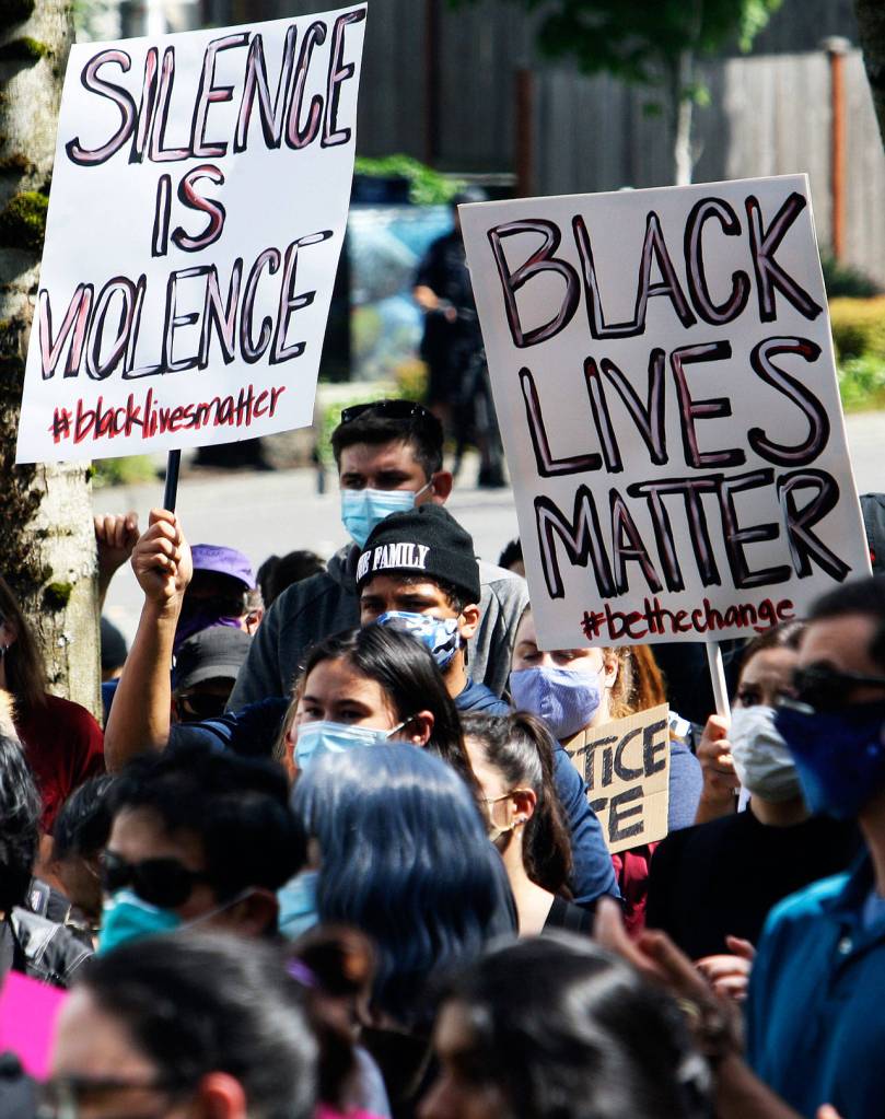 Protesters turn out for Black Lives Matter march in Kent June 11. STEVE HUNTER, Kent Reporter