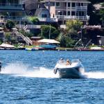 A water skier glides through Lake Meridian on Monday. STEVE HUNTER, Kent Reporter