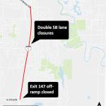 Two lanes of southbound I-5 from Kent Des Moines Road to South 272nd Street as well as the Exit 147 off-ramp will be closed for construction from 9 p.m. to 6 a.m. on Sept. 3, 8 and 9. COURTESY GRAPHIC, Sound Transit