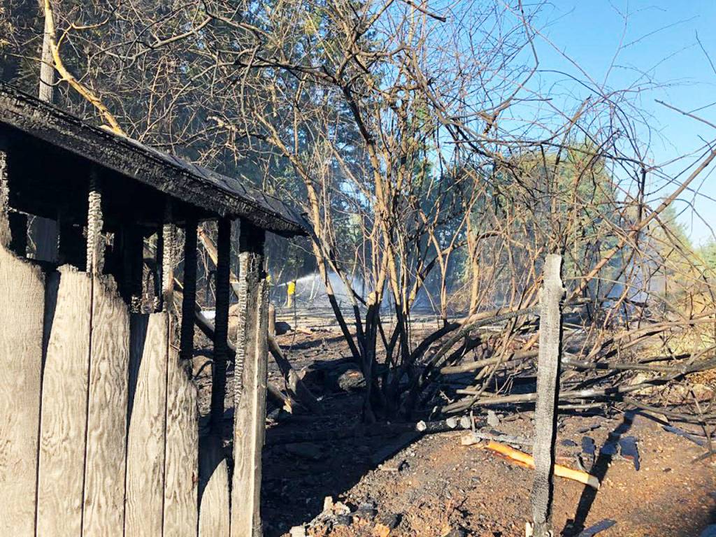 Crews battled a large brush fire Tuesday afternoon, Sept. 8, near the former Covington Elementary School in the 17000 block of Southeast Wax Road in Covington. COURTESY PHOTO, Puget Sound Fire