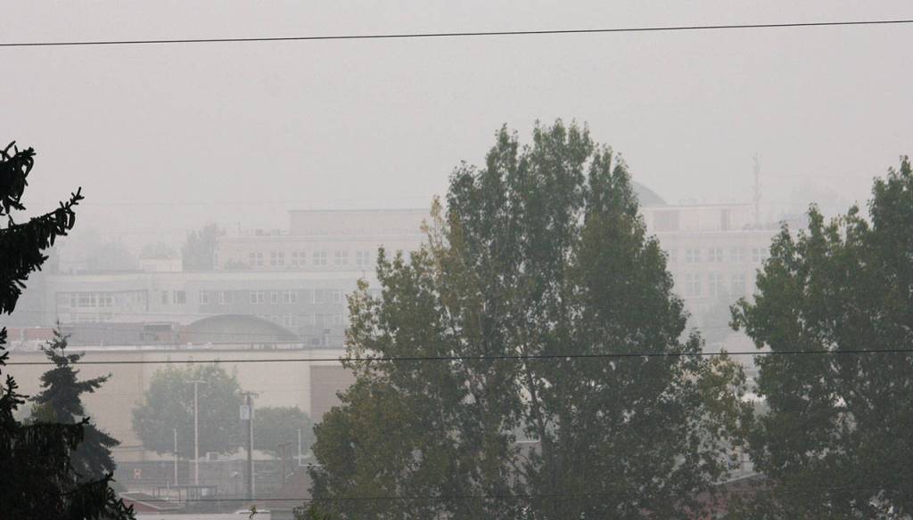 Smoke fills the Kent Valley looking west toward Kent Station from the James Street hill. STEVE HUNTER, Kent Reporter