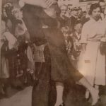 Willa Burley flies into the arms of her sailor husband, Robert Burley, just back from service aboard the USS Manchester during the Korean War, with such fervor her shoe flies off, in this clipping from the Los Angeles Times in 1953.