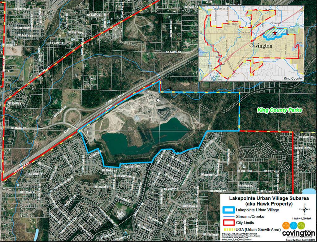 A graphic shows where the LakePointe housing and mixed-use development will be built in Covington. COURTESY GRAPHIC