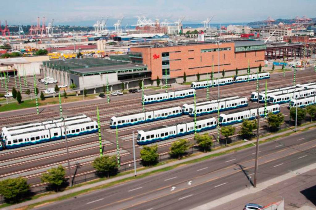 The Operations and Maintenance Facility for light rail vehicles in South Seattle. COURTESY PHOTO, Sound Transit