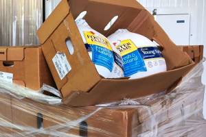 Foster Farms donated 12,000 pounds of Thanksgiving turkey Nov. 3 to the Northwest Harvest food bank warehouse in Kent. COURTESY PHOTO, Foster Farms