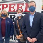 Kent Mayor Dana Ralph, Kent City Councilmember Satwinder Kaur and King County Councilmember Dave Upthegrove at the rally for Indian farmers on Dec. 26 in Kent. COURTESY PHOTO, Sikh Coalition