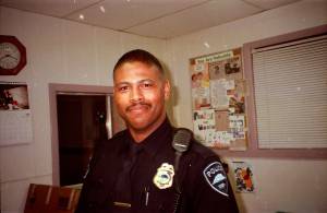 Lt. Michael Boutte pictured at the Westway Community Center in Federal Way waiting for the start of an Easter egg hunt in April 1998. Photo courtesy of FWPD Deputy Kyle Sumpter