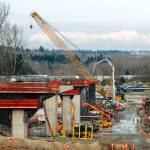 A shot looking north of the columns being constructed in SeaTac Feb. 10, part of the Federal Way Link Extension. COURTESY PHOTO, Sound Transit