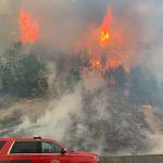 Flames attack the hillside in Bonney Lake on Sept. 8, 2020. (East Pierce Fire & Rescue photo)