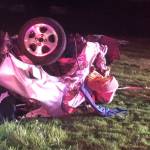 A car broke in two after a collision April 1 in Kent at Southeast 240th Street and 112th Avenue SE. COURTESY PHOTO, Puget Sound Fire